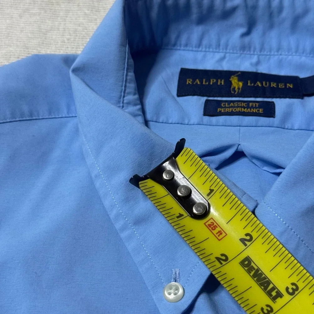 Ralph Lauren Button Down Shirt Mens XL Blue Classic Fit Performance Pink Pony